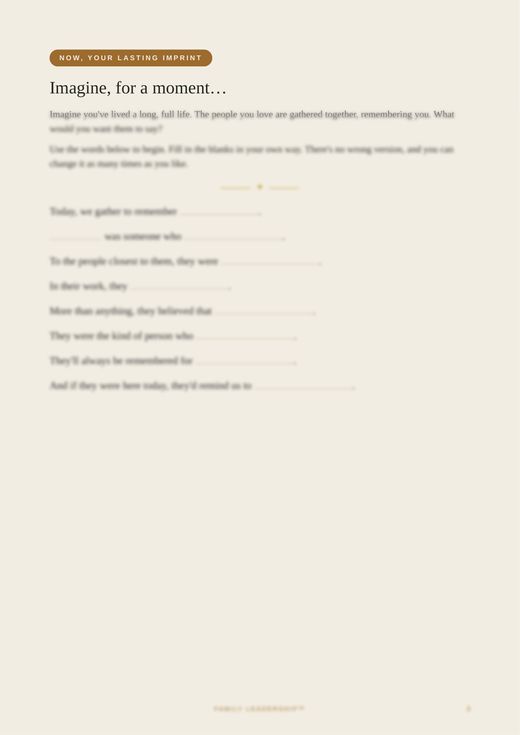 A page from the Lasting Imprint: Imagine, for a moment